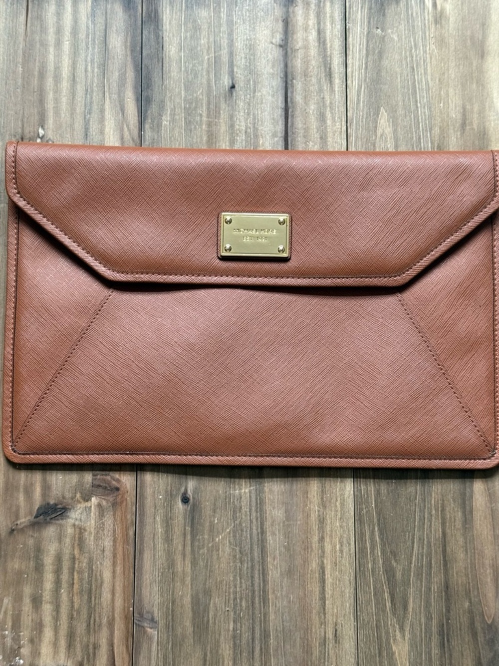 Michael Kors Envelope Clutch Brown Saffiano Leather